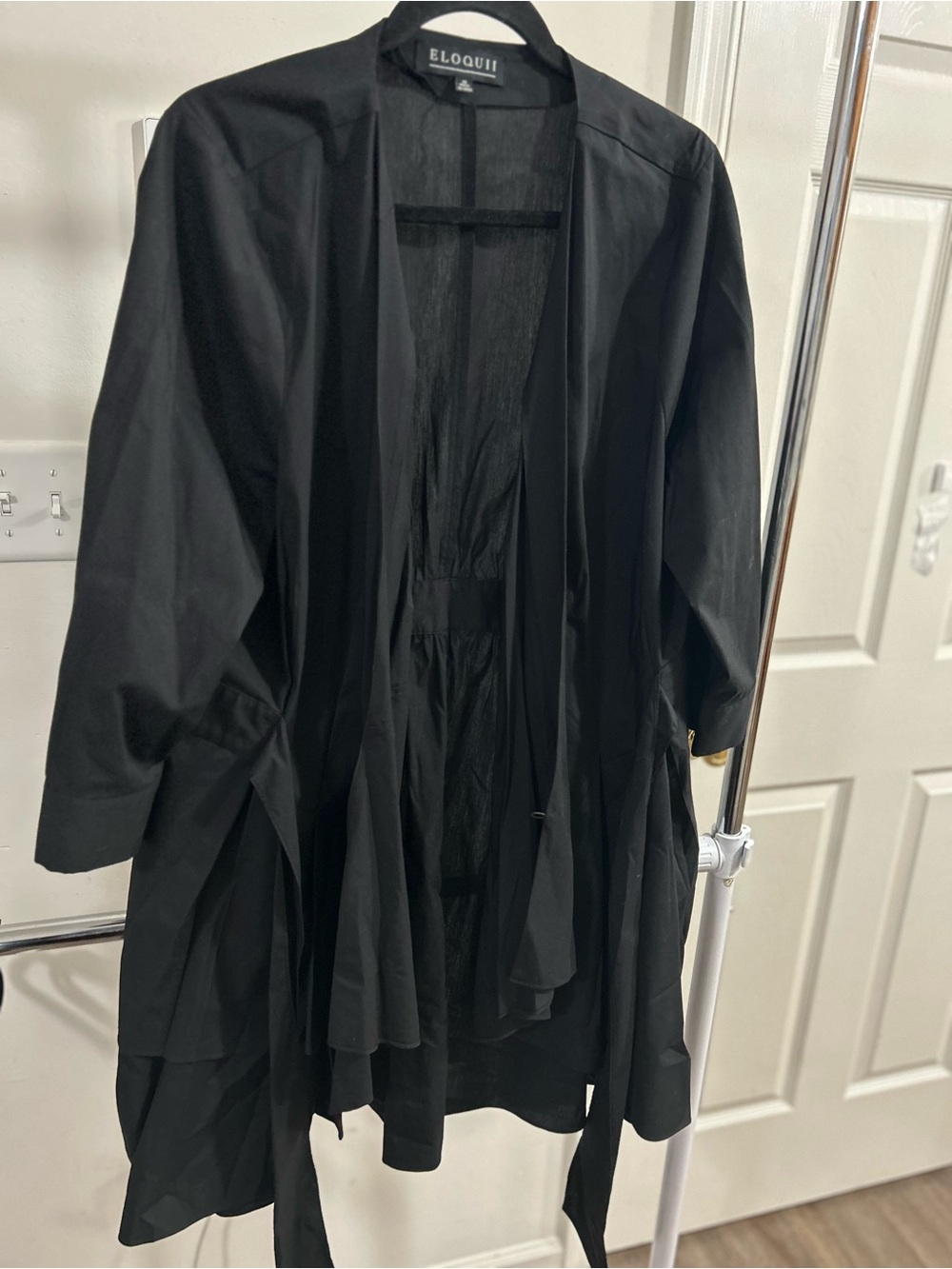 Eloquii Black Lightweight Draped Open Jacket